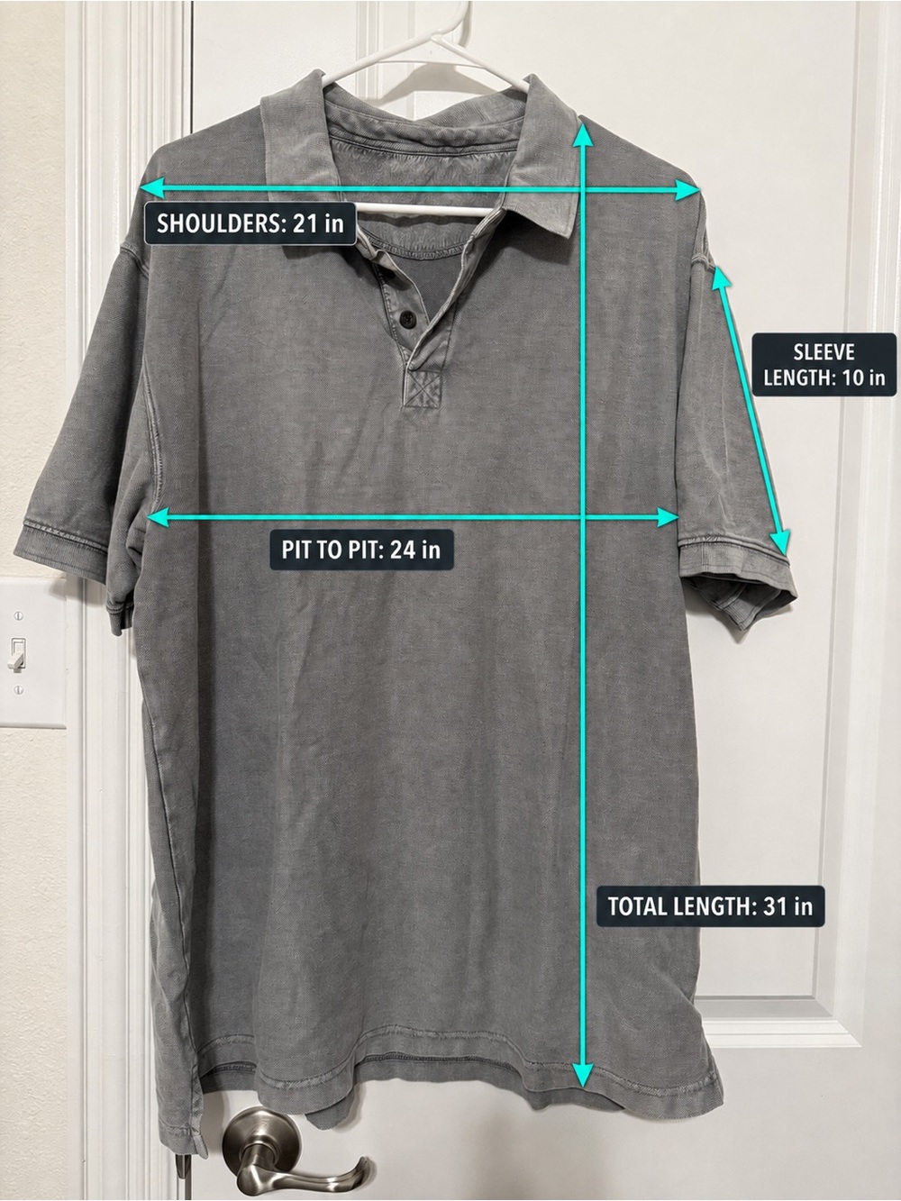 XL RedHead Gray 100% Cotton Short Sleeve Polo Shirt